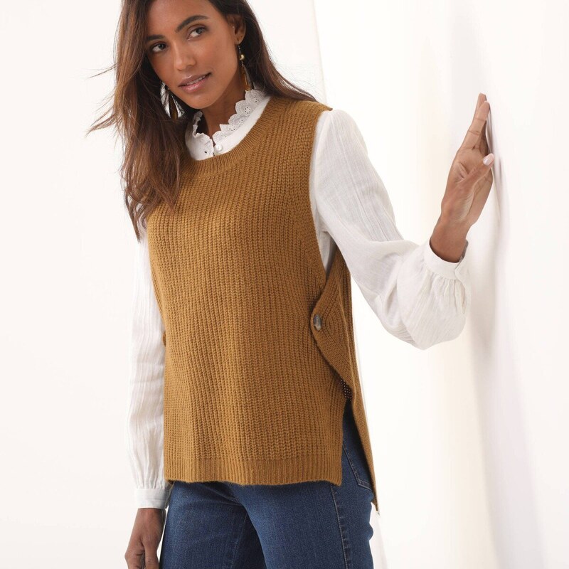 Pulóver bez rukávov, mohérový na dotyk bronzová 048 Blancheporte 58480244