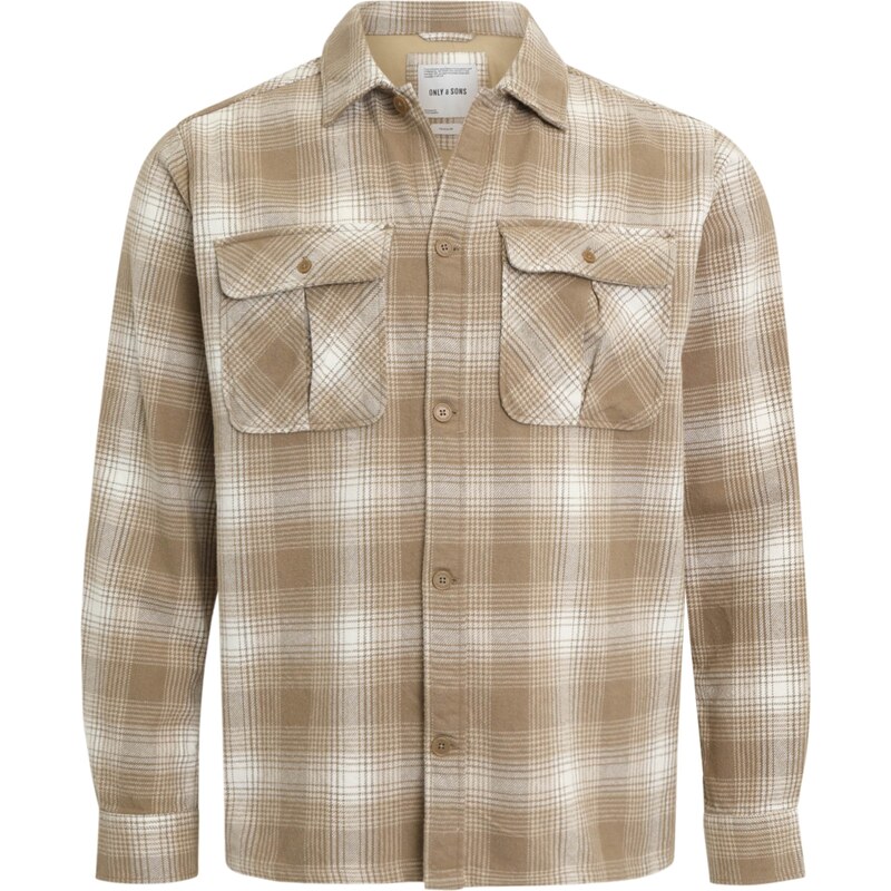 Only & Sons Košeľa ONSCedric svetlobéžová / tmavobéžová / biela 58459744