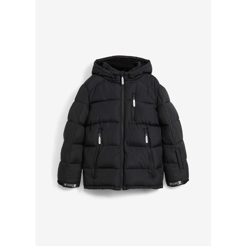 bonprix Teplá zimná bunda s podšívkou a kapucňou, farba čierna 58460628