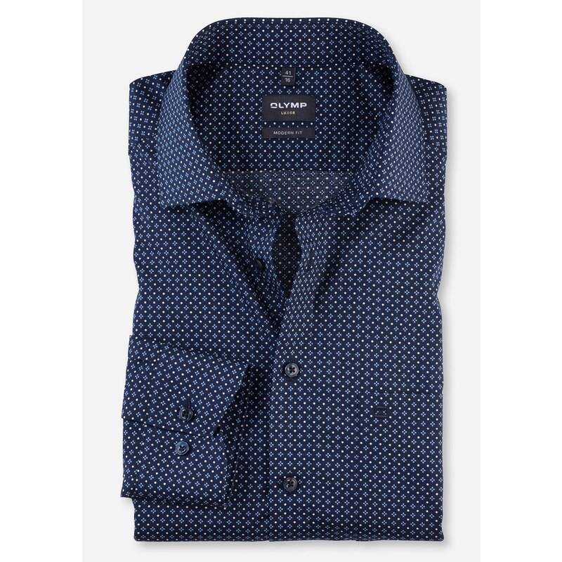 Pánska modrá košeľa s potlačou Luxor OLYMP modern fit 58462864