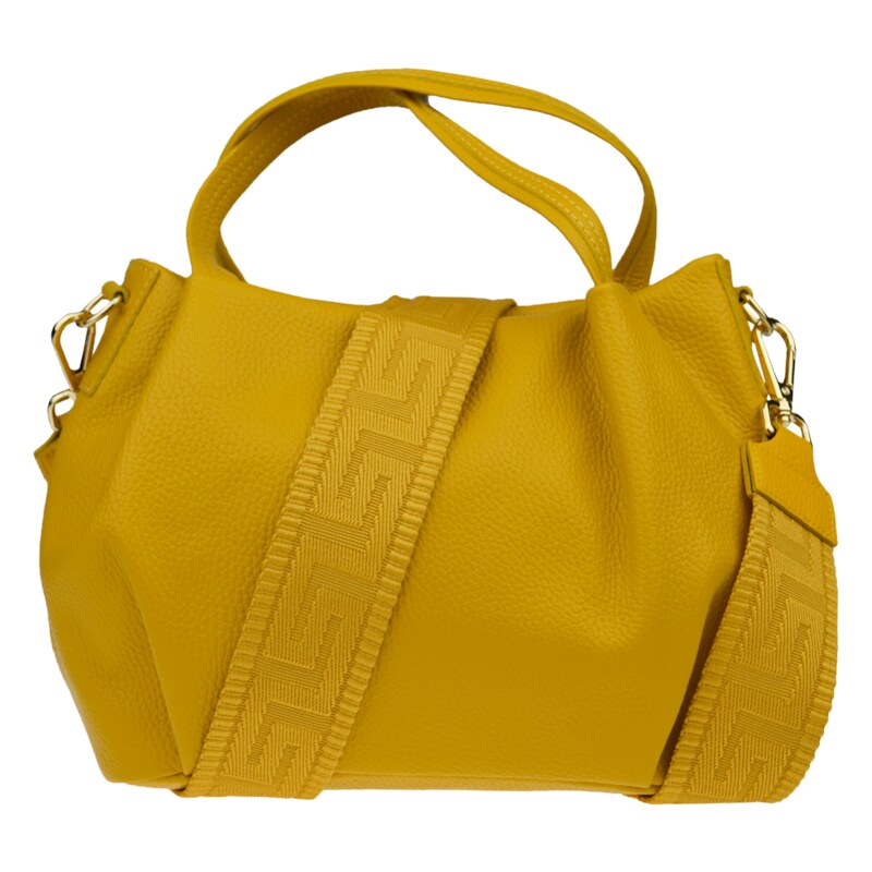 Žltá kožená talianska crossbody kabelka Tea Gialla s prídavným pruhom 58480212