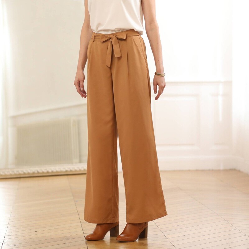 Splývavé nohavice s opaskom a pružným pásom oriešková 040 Blancheporte 56607929