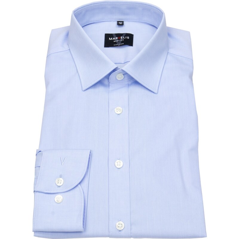 Marvelis Body Fit pánska košeľa dlhý rukáv 100% popelín modrá 58321282