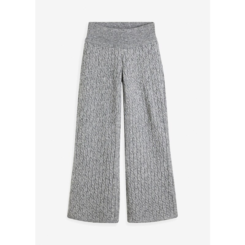 bonprix Pletené nohavice s osmičkovým vzorom, farba šedá 58486739