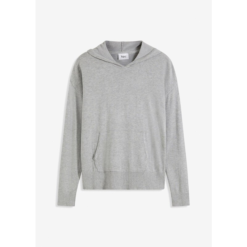 bonprix Pletená mikina s kapucňou a klokaním vreckom, z viskózového 58486753