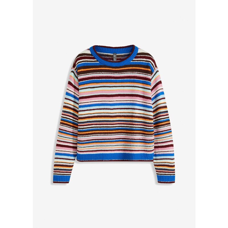 bonprix Pulóver, pásikovaný, farba modrá 58486776