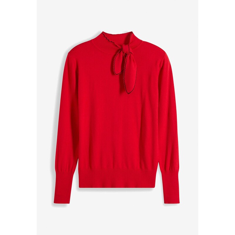 bonprix Pulóver s mašľovým prvkom, farba červená 58486806