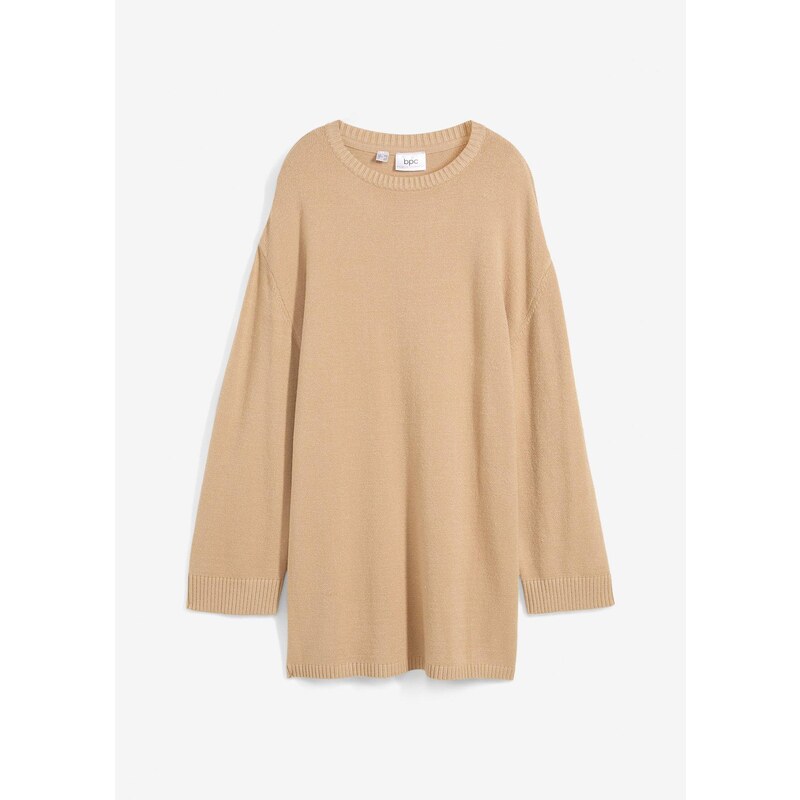 bonprix Dlhý pletený pulóver s bočnými rozparkami z viskózového mixu, 58486853