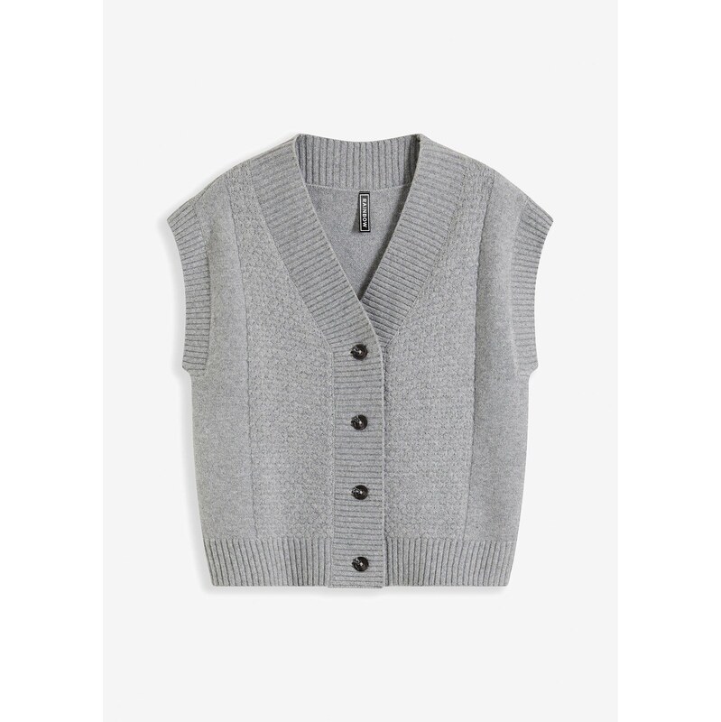 bonprix Pletená vesta s osmičkovým vzorom, farba šedá 58486886