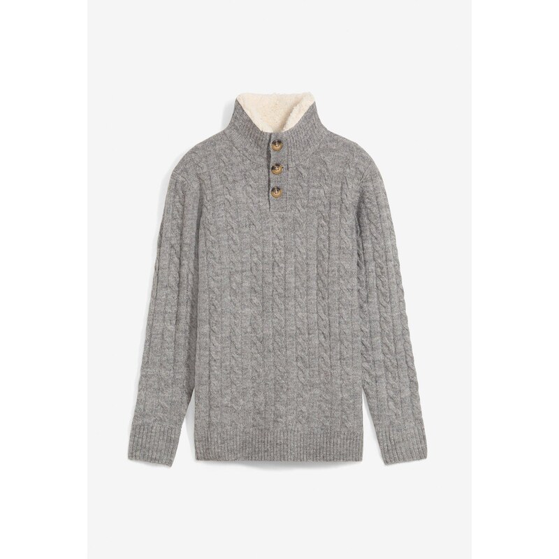 bonprix Pulóver s légou, farba šedá 58486962