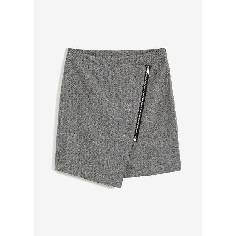 bonprix Mini sukňa v zavinovacom vzhľade, farba šedá 58486969