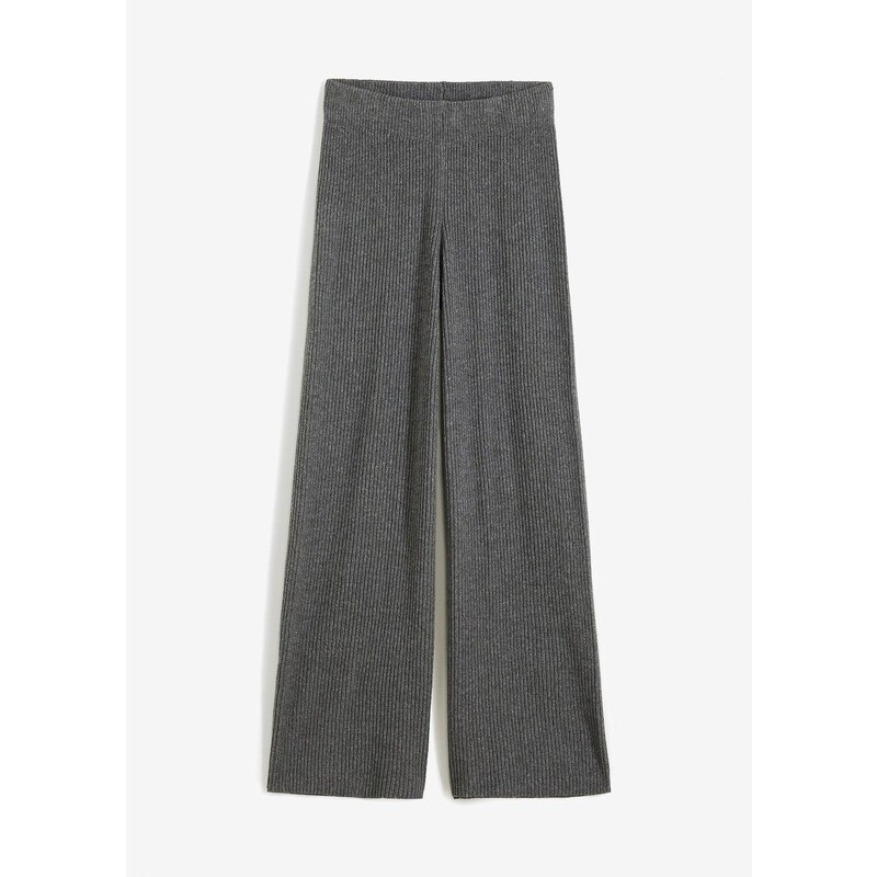 bonprix Vrúbkované nohavice Palazzo, farba šedá 62218685