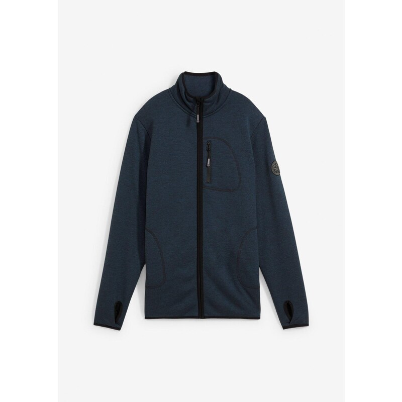 bonprix Bunda z pleteného flísu s kožušinkovou podšívkou, farba modrá 58487033