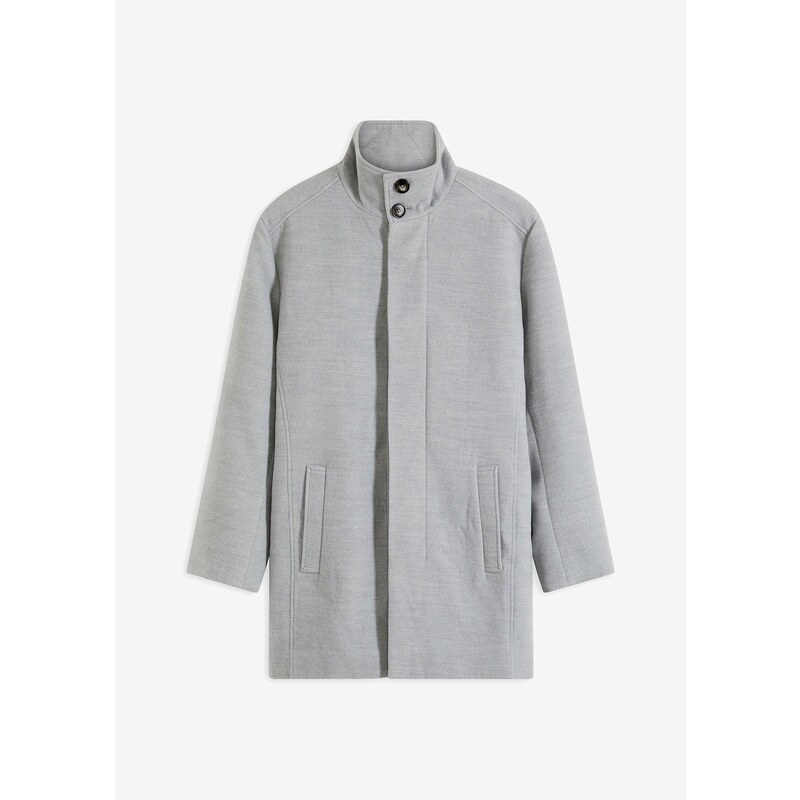 bonprix Krátky kabát vo vlnenom vzhľade, farba šedá 58487105