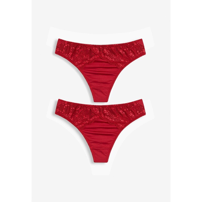 bonprix Maxi tangá s lesklým materiálom (2 ks), farba červená 58487178