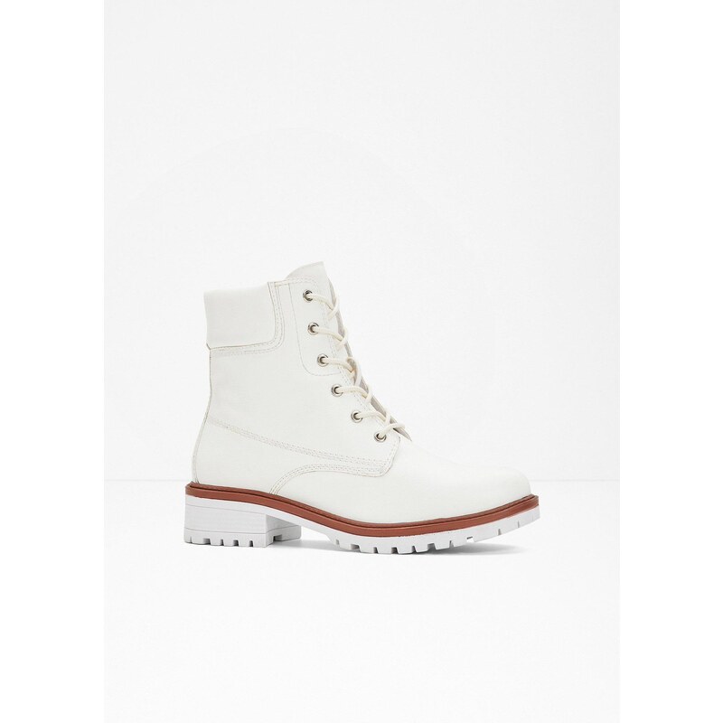 bonprix Šnurovacie čižmy, podšívané, farba biela 58487210