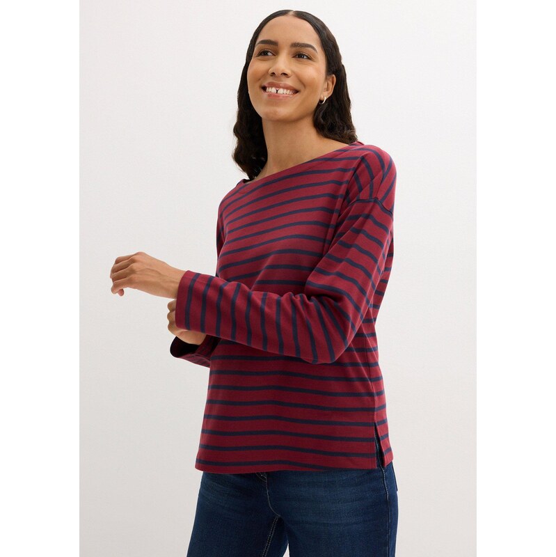 bonprix Tričko s dlhým rukávom, z bio bavlny, úzky lodičkový výstrih 58486849