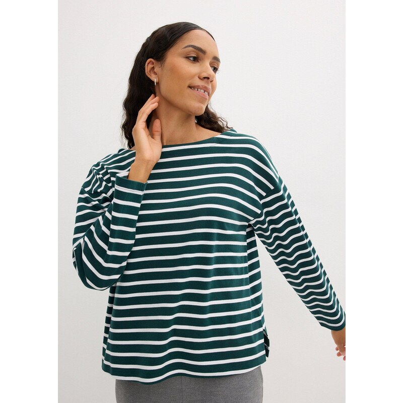 bonprix Tričko s dlhým rukávom, z bio bavlny, úzky lodičkový výstrih 58486850