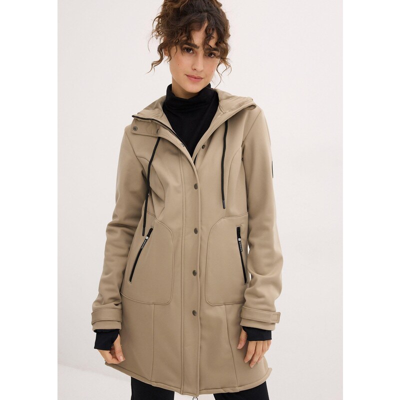 bonprix Softshellová parka bunda, odpudzuje vodu, farba zelená 58487004