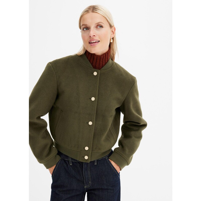 bonprix Bluzón, vlnený vzhľad, farba zelená 58487107