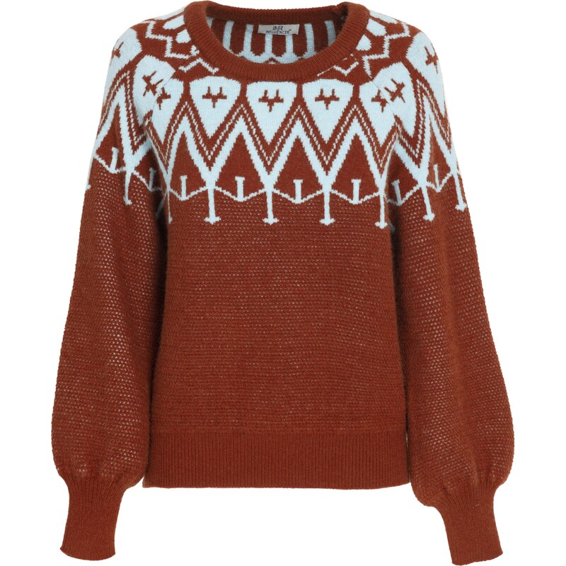 Influencer Sveter karamelová / biela 58489813