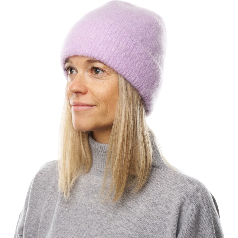 Vlnka Mohérová čiapka s vlnenou podšívkou Merino Leandro svetlofialová 58493470