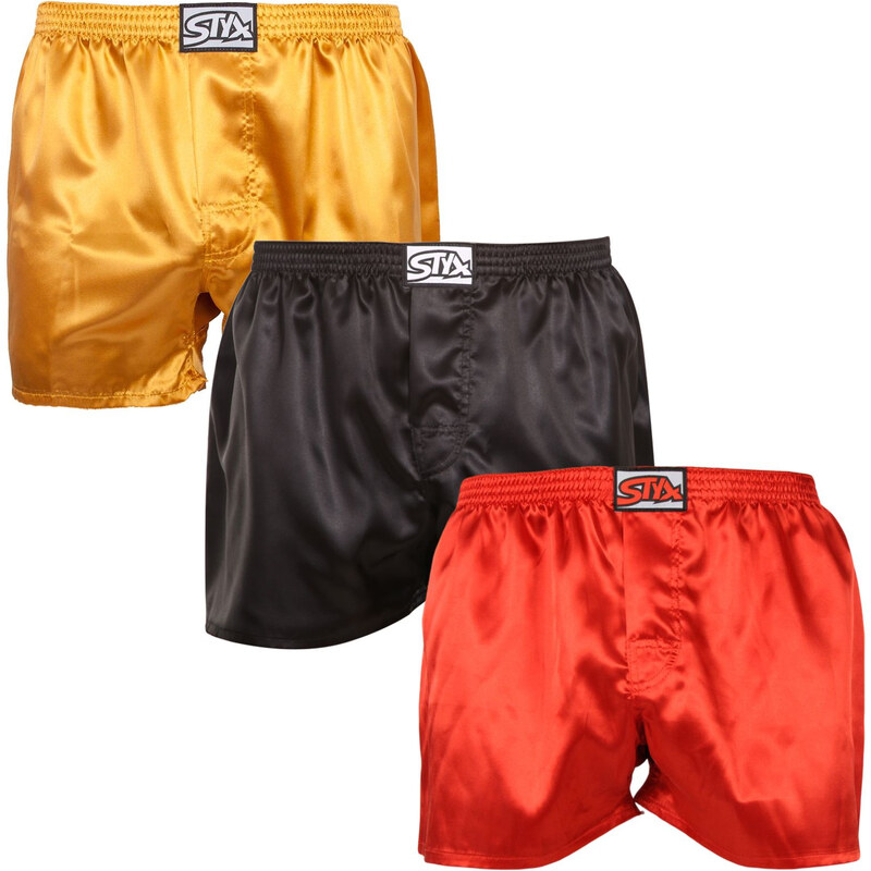 3PACK pánske trenky Styx klasická guma saténové viacfarebné (3C06350) 58493957