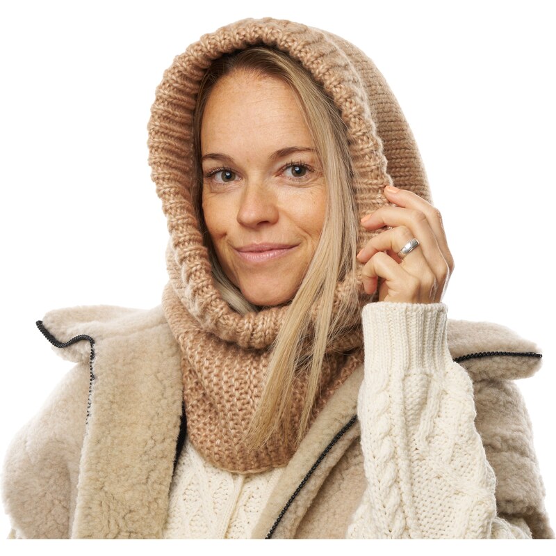 Vlnka Pletená vlnená kapucňa Supersoft Merino Alvear béžová veľkosti 66153334