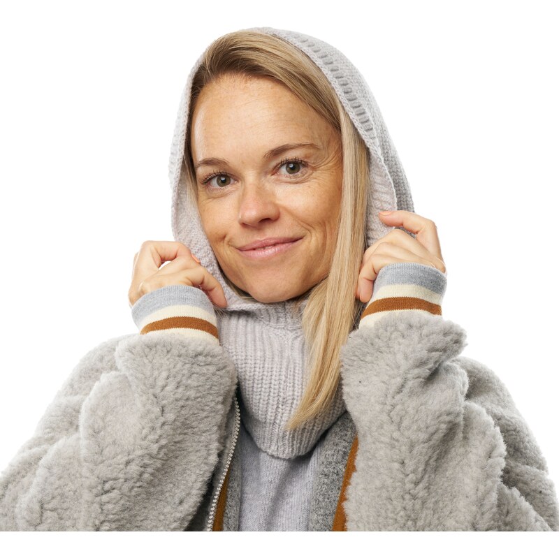 Vlnka Pletená Merino kapucňa s kašmírom svetlosivá 65912107