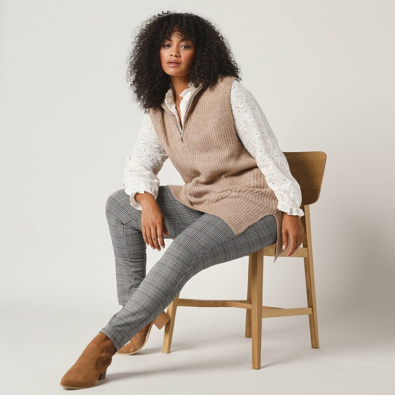 Legíny s glenčekovým vzorom a pružným pásom čierna/béžová 048 56607776