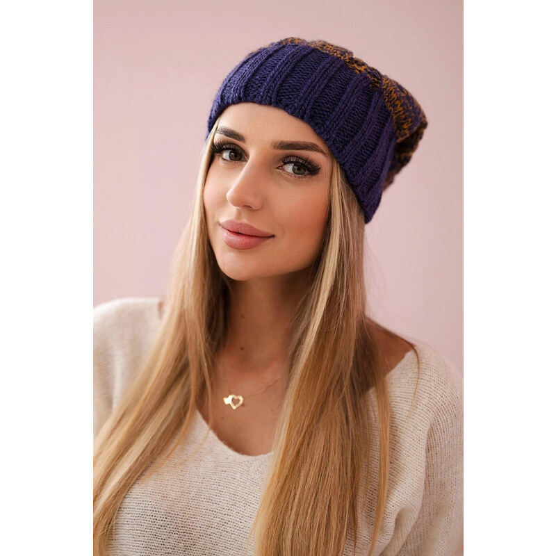 K-Fashion Paris fleecová čiapka K213 purple+mustard 44561118