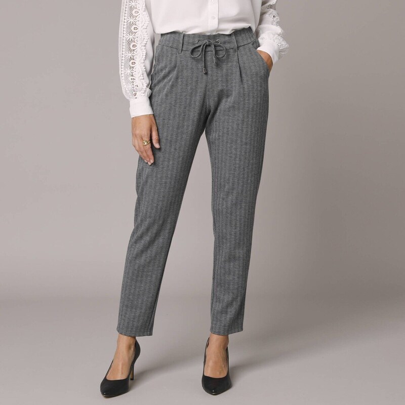 Chino nohavice z úpletu Milano so vzorom rybacej kosti sivá 048 58509335