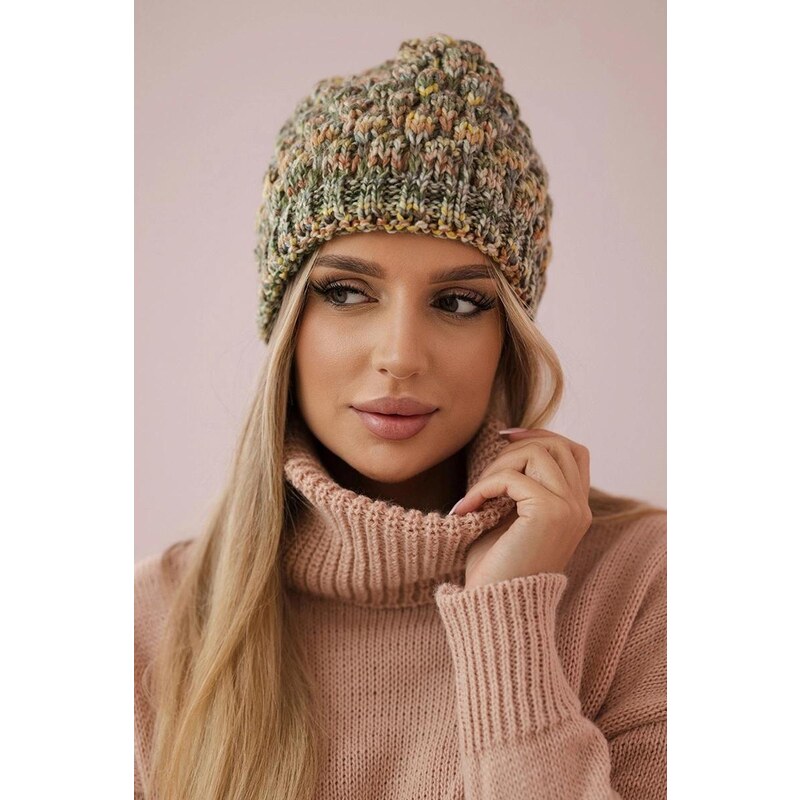 MladaModa Dámska čiapka K156 farba khaki+žltá 20311274