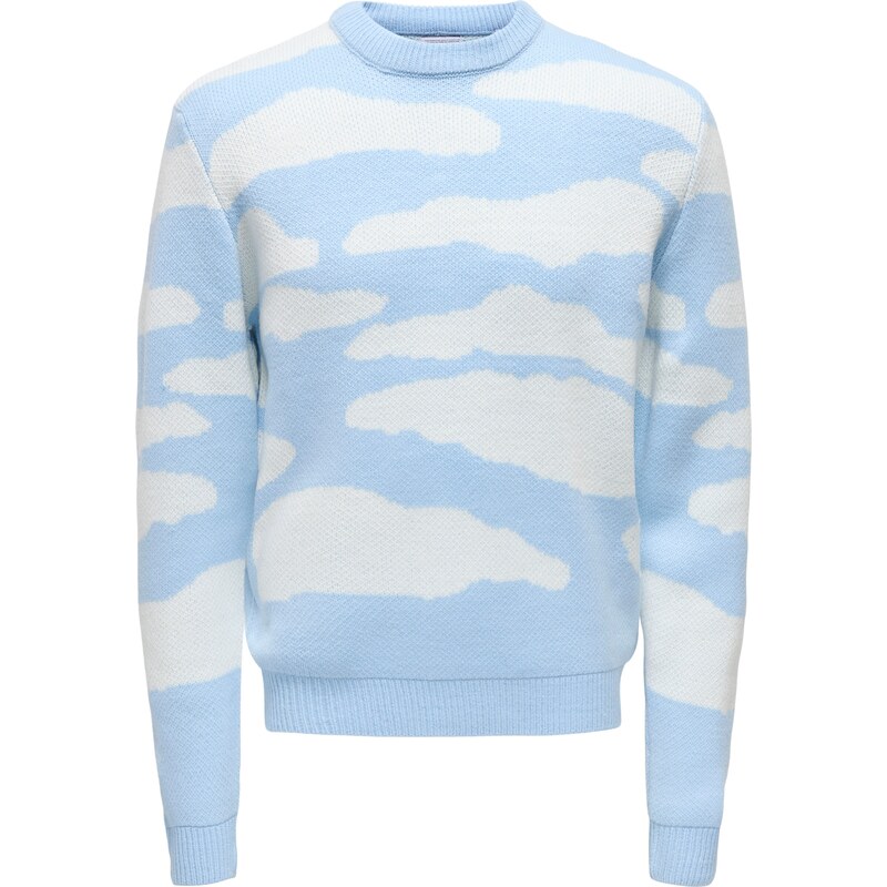 Only & Sons Sveter ONSCLARK svetlomodrá / šedobiela 58512291