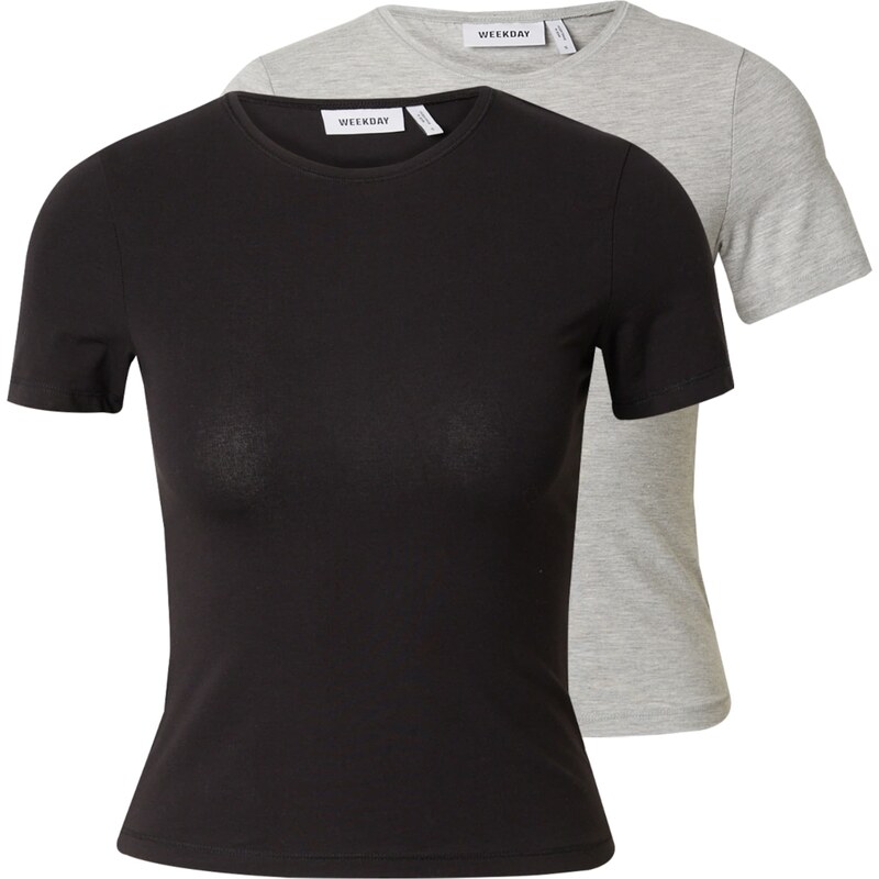 WEEKDAY Tričko sivá melírovaná / čierna 58512662