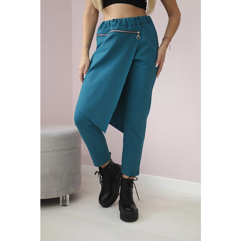 K-Fashion Punto Milano Zimné nohavice s ozdobným zipsom navy 58516184