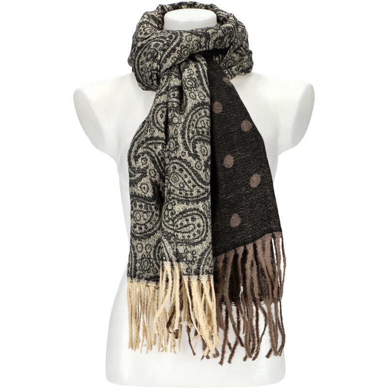 Cashmere Dámsky čierny teplý dlhý zimný šál 210x64 cm 58984734