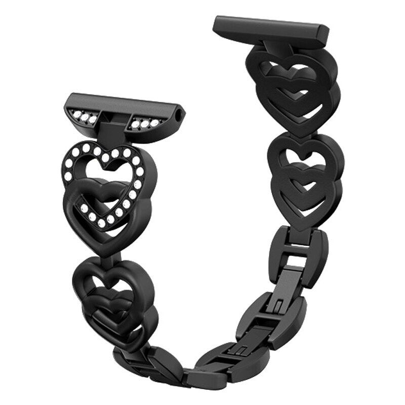 Elegantný kovový remienok Srdiečka čierna 22mm 58989365