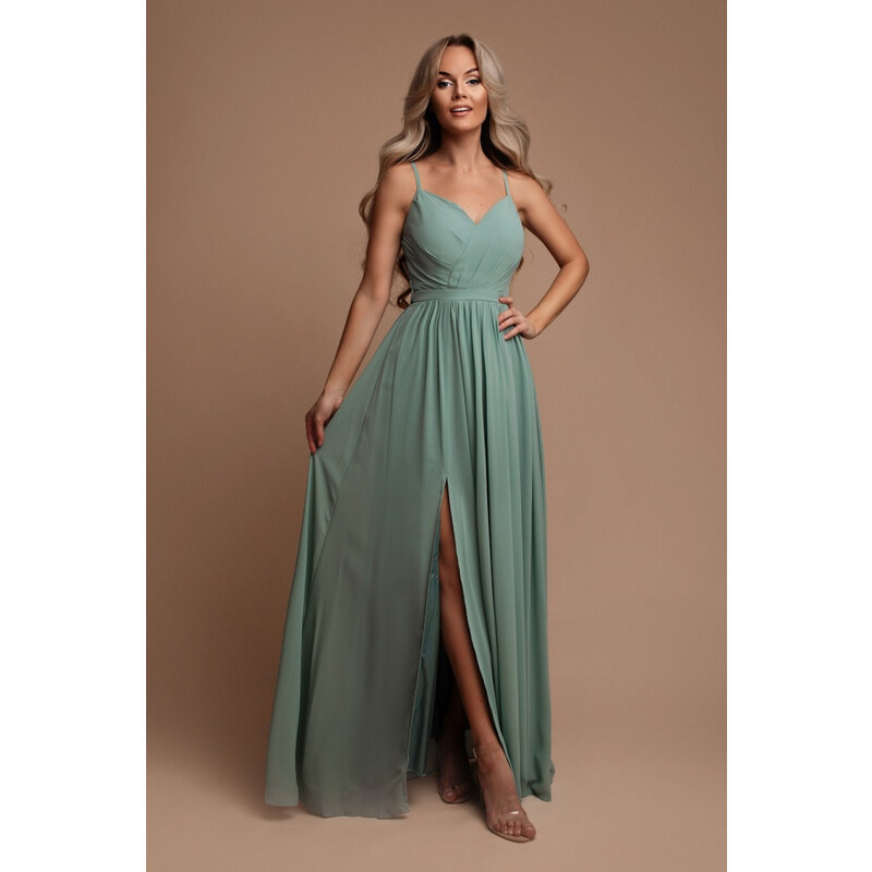 miadresses.sk Zelené spoločenské šaty na ramienka 58990759