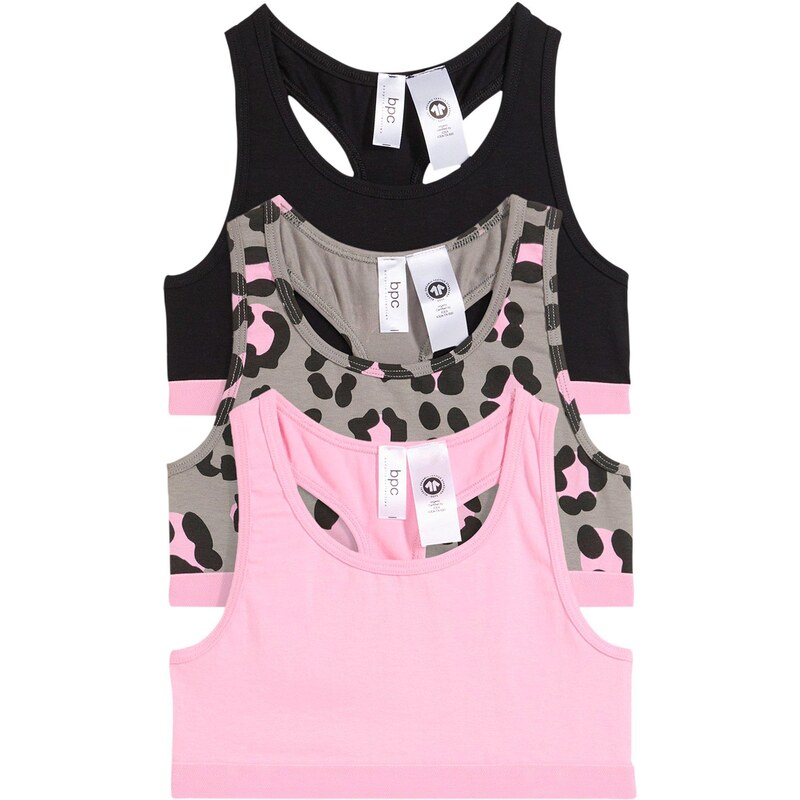 bonprix Podprsenkový top s bio bavlnou (3 ks), farba ružová 56002606