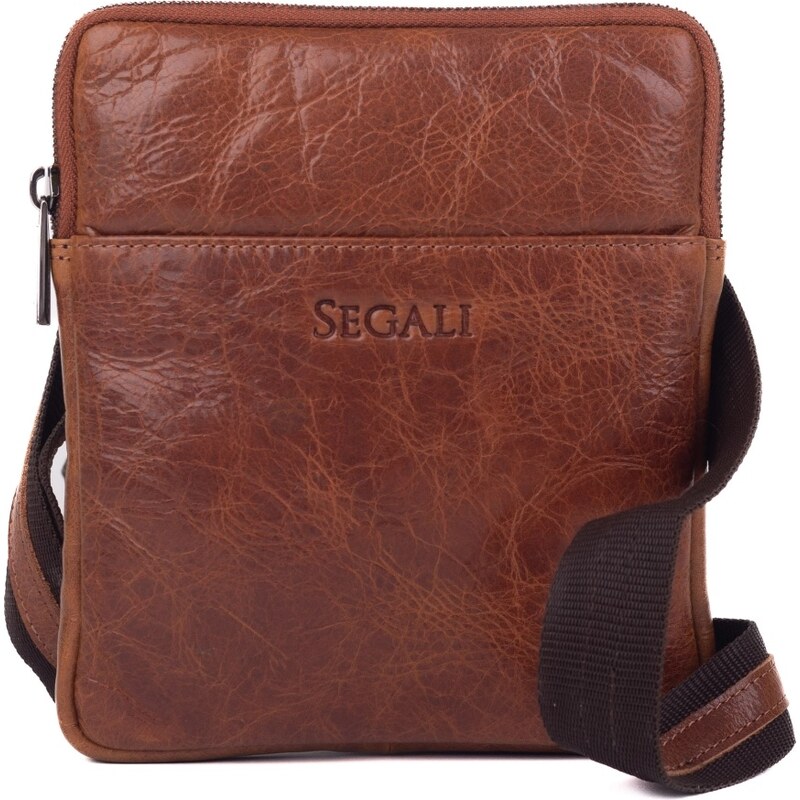 SEGALI Pánska kožená taška cez rameno 29091 koňak 59054980