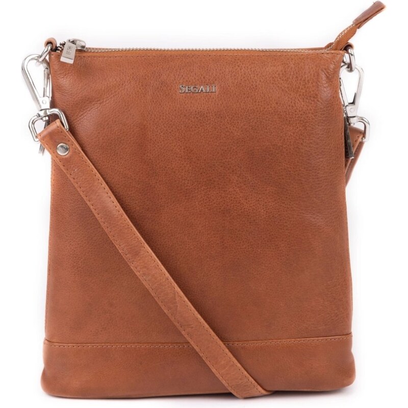 SEGALI Dámska kožená taška cez rameno SG-29060 koňak 59054986