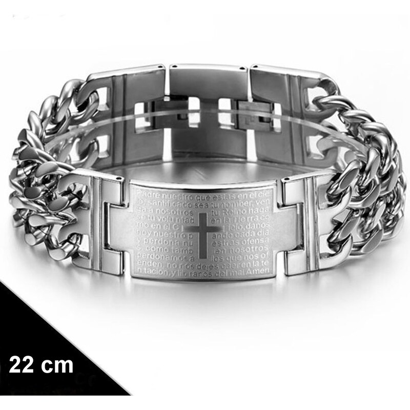 CITY STORM Mohutný náramok Padre Nuestro z chirurgickej ocele – 22 cm 66888876