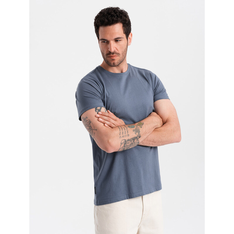 Ombre BASIC mens classic cotton T-shirt - dark blue 65362161
