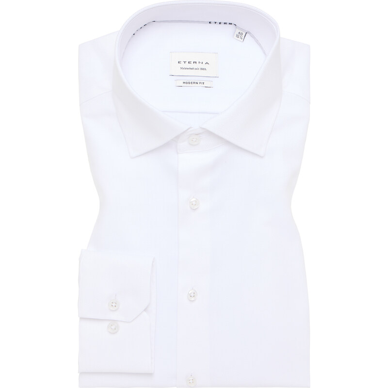 Pánska biela bavlnená štruktúrovaná košeľa ETERNA modern fit 59057209