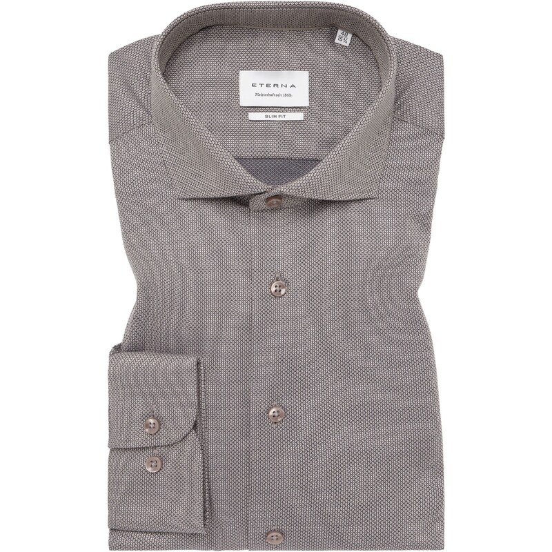 Pánska hnedá bavlnená košeľa so štruktúrou ETERNA slim fit 59057210