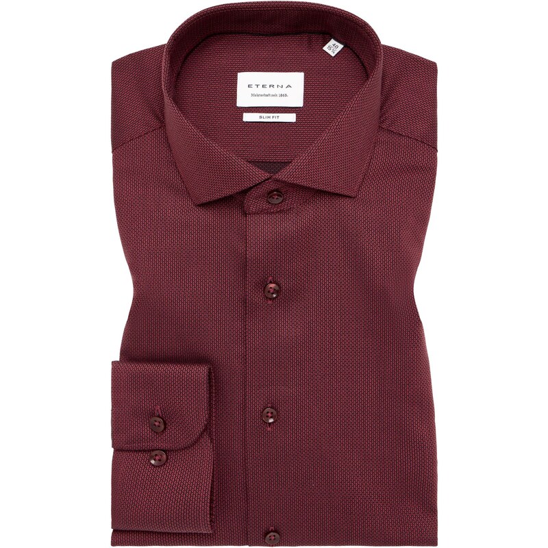 Pánska bordová bavlnená košeľa so štruktúrou ETERNA slim fit 59057211