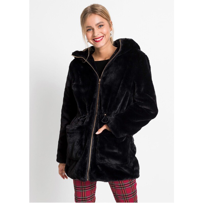 bonprix Bunda, imitácia kožušiny, farba čierna 45102120