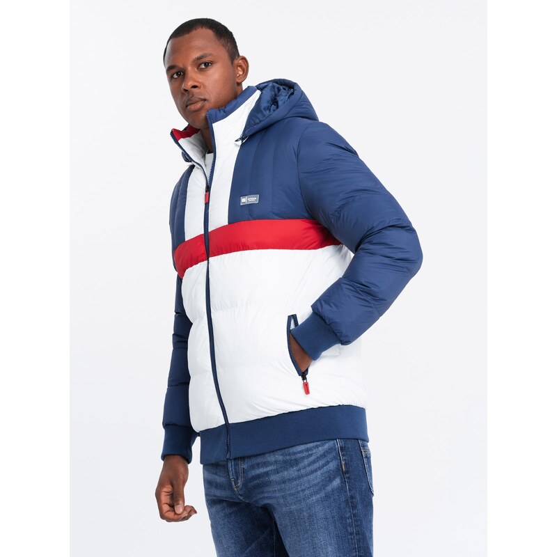 Ombre Mens colorful retro sports jacket - blue and white 65968807