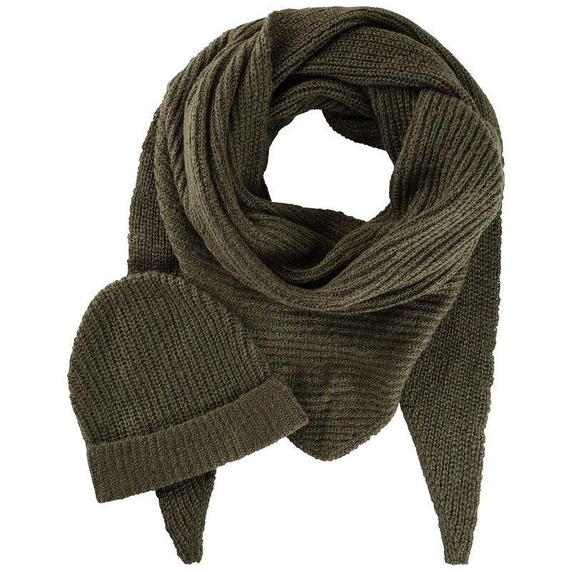 bonprix Pletený šál a čiapka (2-dielna), farba zelená 44791258